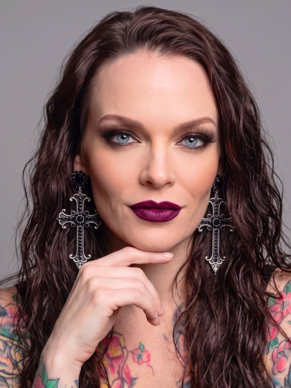 Killstar Sweet Crypt Earrings Gothic Silver Cross Black Rhinestone Chandelier